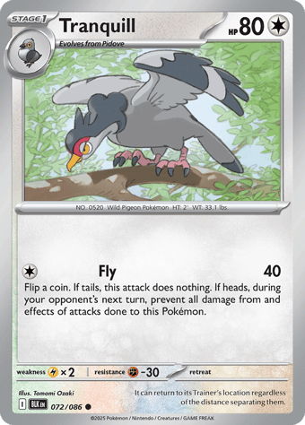 Tranquill Black Bolt Pokemon Card