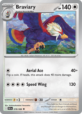 Braviary Black Bolt Pokemon Card
