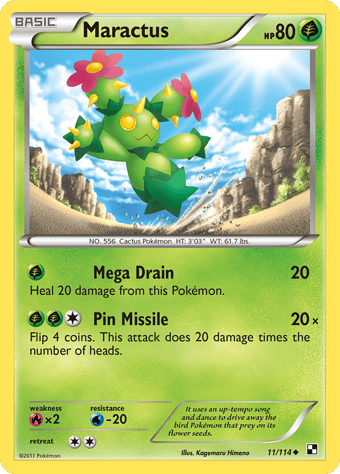 Maractus Black & White Pokemon Card