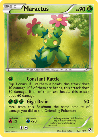 Maractus Black & White Pokemon Card