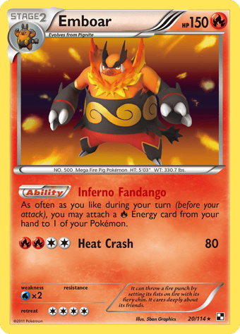 Emboar Black & White Pokemon Card