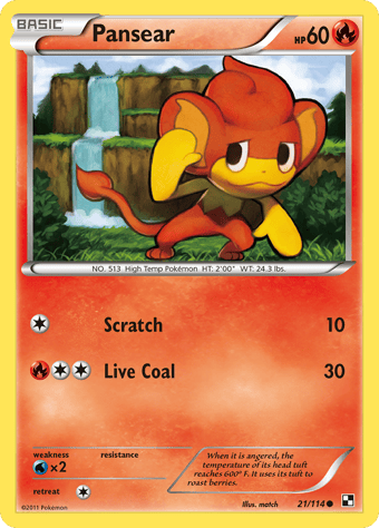Pansear Black & White Pokemon Card