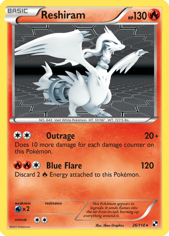 Reshiram Black & White Pokemon Card