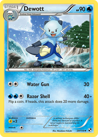 Dewott Black & White Pokemon Card
