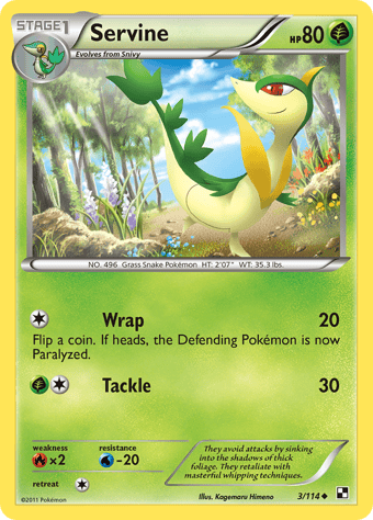 Servine Black & White Pokemon Card
