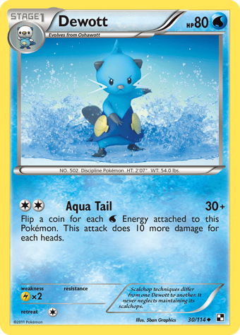 Dewott Black & White Pokemon Card