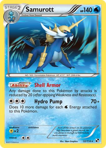Samurott Black & White Pokemon Card