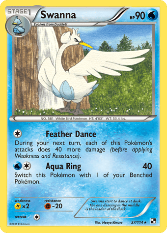 Swanna Black & White Pokemon Card