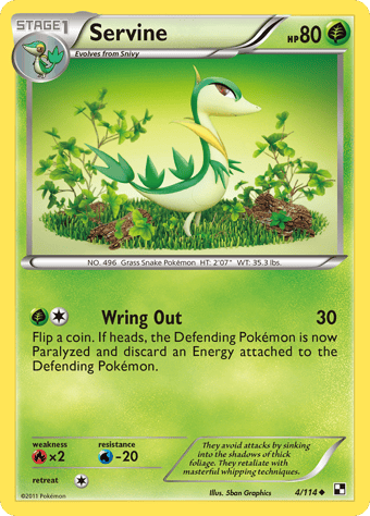 Servine Black & White Pokemon Card