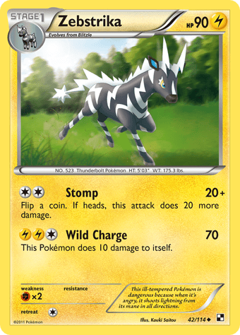Zebstrika Black & White Pokemon Card