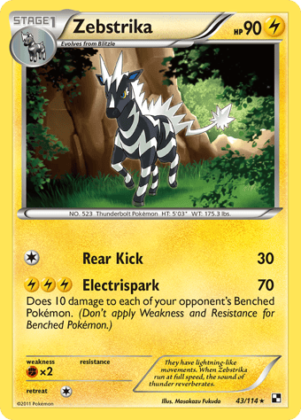 Zebstrika Black & White Pokemon Card