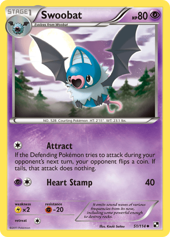 Swoobat Black & White Pokemon Card