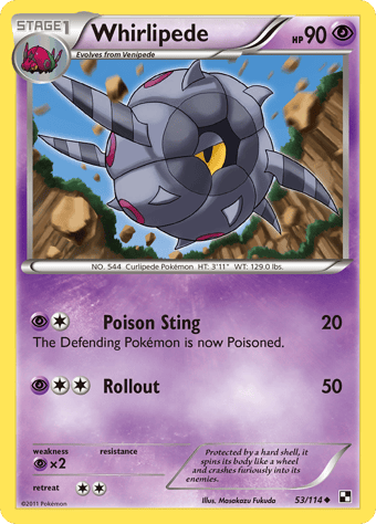 Whirlipede Black & White Pokemon Card