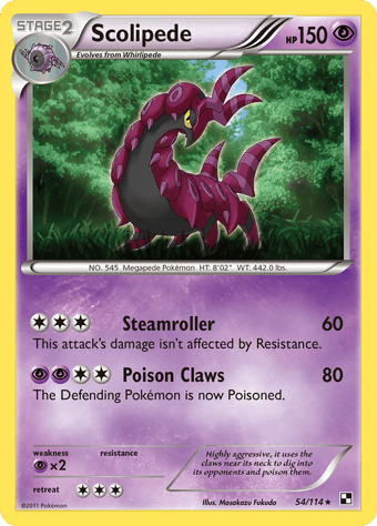 Scolipede Black & White Pokemon Card