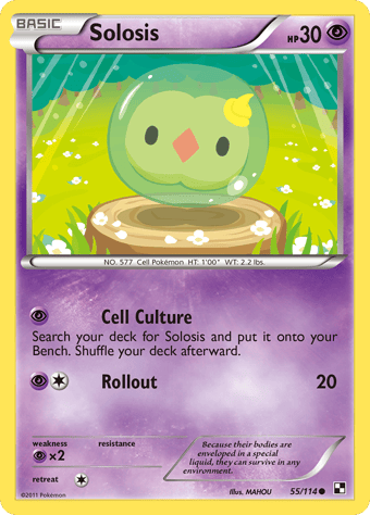 Solosis Black & White Pokemon Card