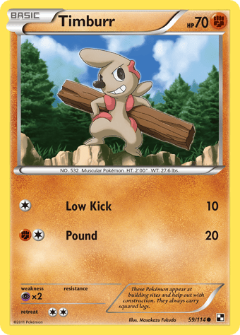 Timburr Black & White Pokemon Card