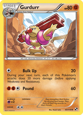 Gurdurr Black & White Pokemon Card