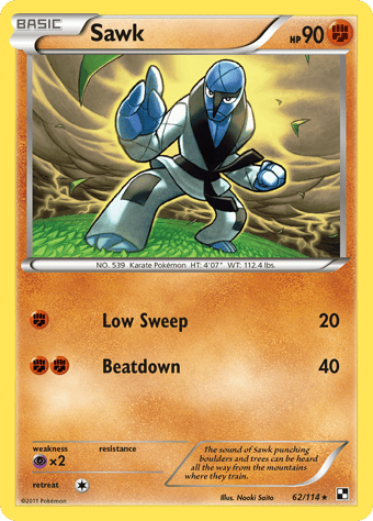 Sawk Black & White Pokemon Card