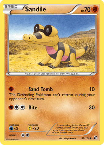 Sandile Black & White Pokemon Card