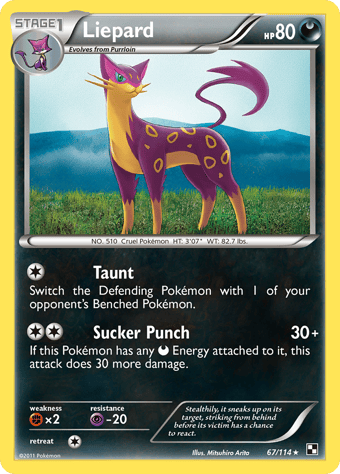 Liepard Black & White Pokemon Card