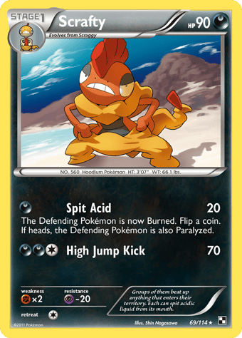 Scrafty Black & White Pokemon Card