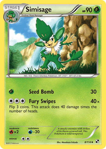 Simisage Black & White Pokemon Card