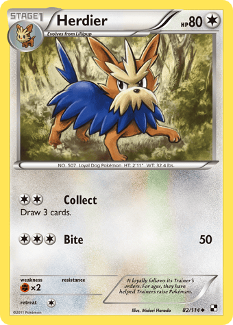 Herdier Black & White Pokemon Card