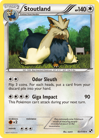 Stoutland Black & White Pokemon Card