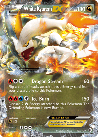 White Kyurem-EX Boundaries Crossed Pokemon Card