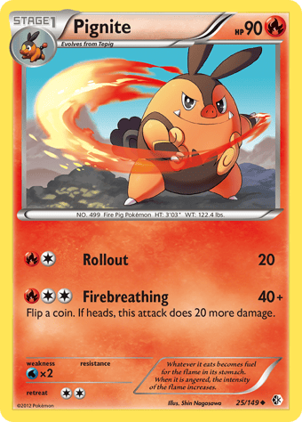 Pignite Boundaries Crossed Pokemon Card
