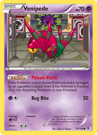 Venipede Boundaries Crossed Pokemon Card