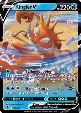 Kingler V Brilliant Stars Pokemon Card
