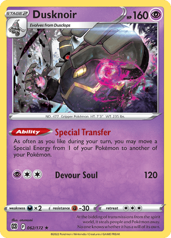 Dusknoir Brilliant Stars Pokemon Card