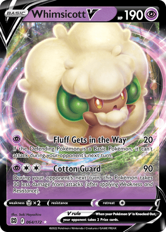 Whimsicott V Brilliant Stars Pokemon Card