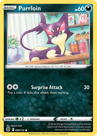 Purrloin Brilliant Stars Pokemon Card