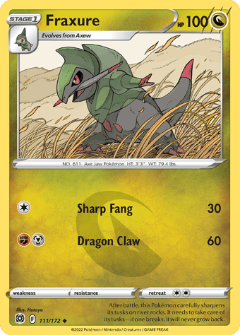 Fraxure Brilliant Stars Pokemon Card