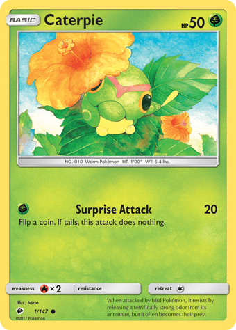 Caterpie Burning Shadows Pokemon Card