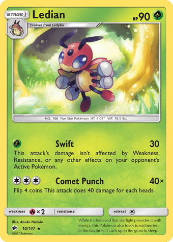 Ledian Burning Shadows Pokemon Card