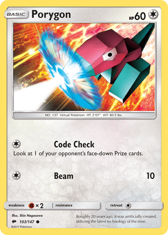 Porygon Burning Shadows Pokemon Card