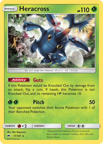 Heracross Burning Shadows Pokemon Card