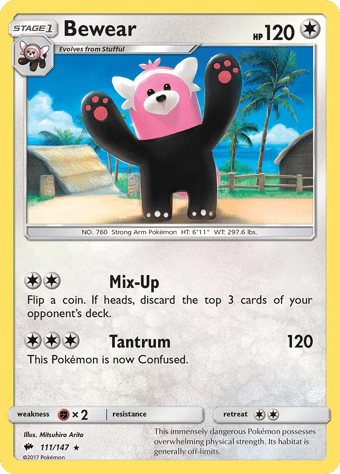 Bewear Burning Shadows Pokemon Card