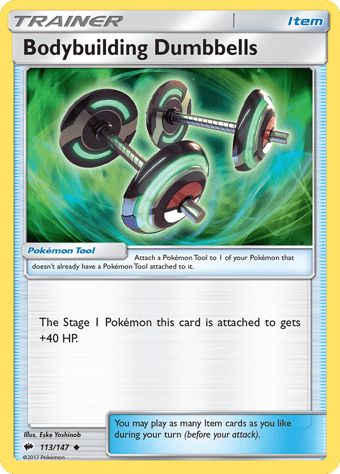 Bodybuilding Dumbbells Burning Shadows Pokemon Card