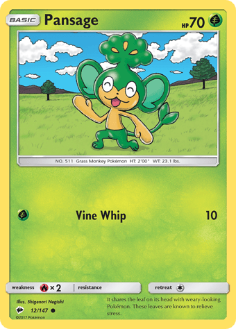 Pansage Burning Shadows Pokemon Card