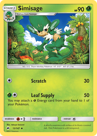 Simisage Burning Shadows Pokemon Card
