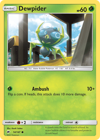 Dewpider Burning Shadows Pokemon Card