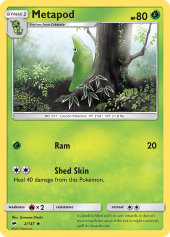 Metapod Burning Shadows Pokemon Card