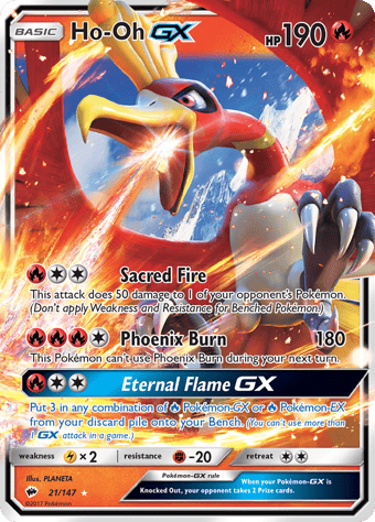 Ho-Oh-GX Burning Shadows Pokemon Card