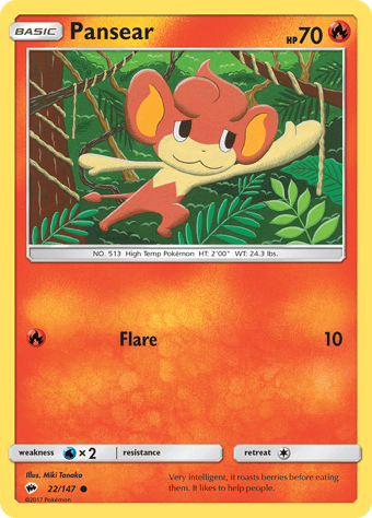 Pansear Burning Shadows Pokemon Card