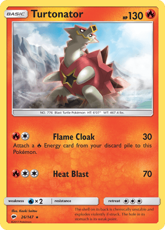 Turtonator Burning Shadows Pokemon Card