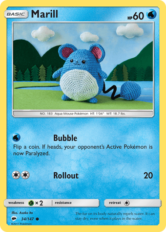 Marill Burning Shadows Pokemon Card